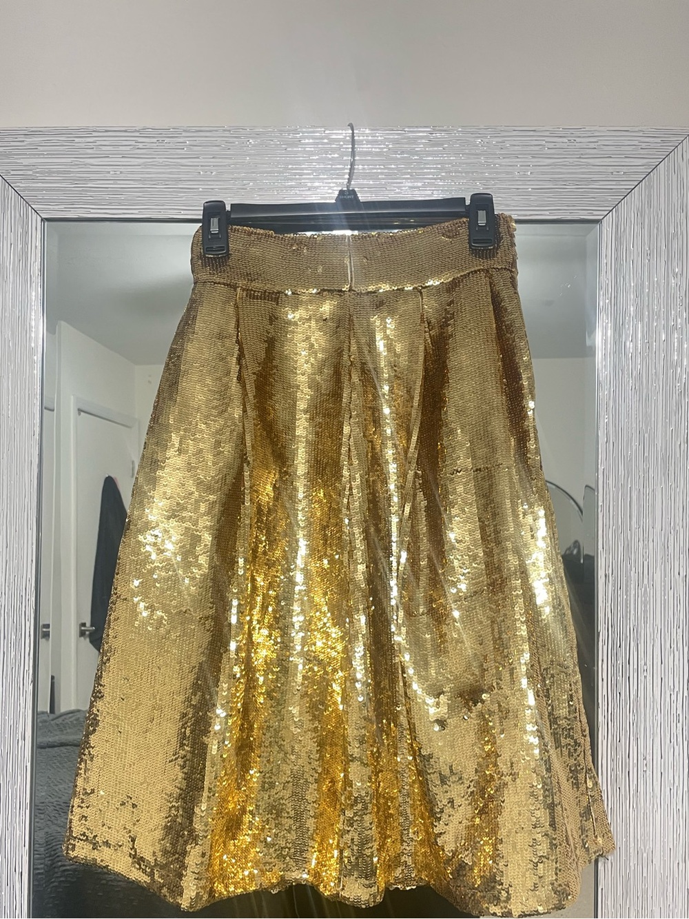 miami Gold Sequin A-Line Skirt